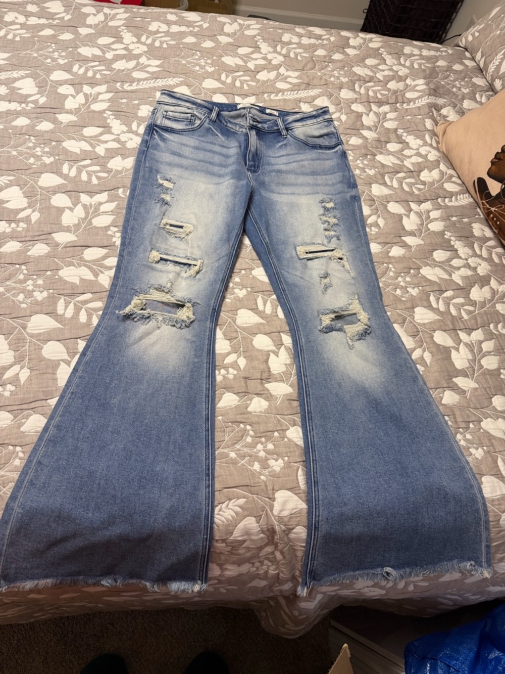 KanCan Light Blue Distressed Flare Jeans